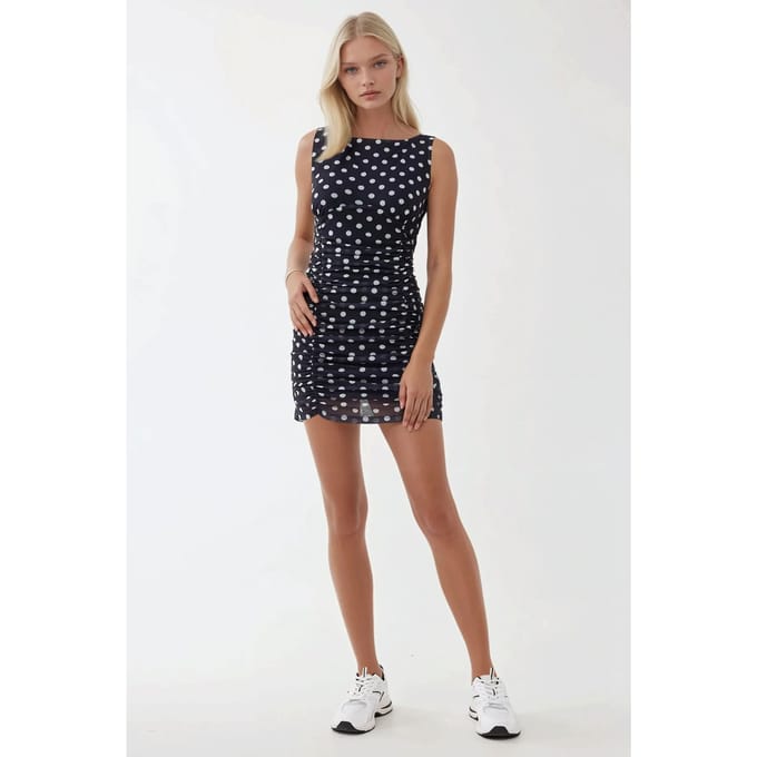 Gestreepte Mini Bodycon Jurk met Boothals