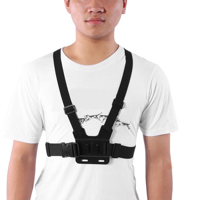 Verstelbare Schouder Borstband Harnas Mount Adapter voor Gopro Actiecamera's black