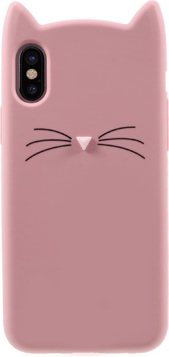 Peachy Schattige Kat Flexibel kitten hoesje case geschikt voor iPhone XS Max - Roze