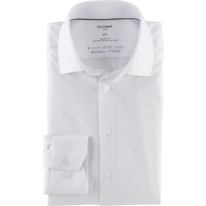 OLYMP Luxor 24/Seven Overhemd, Modern Fit, Global Kent, Wit