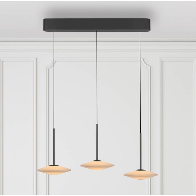 Paul Neuhaus LED hanglamp Elipsa, 3-lamps, wit/zwart