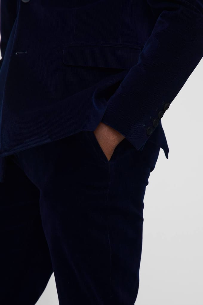 Slim fit geribbelde veloursbroek | Navy | Size 28