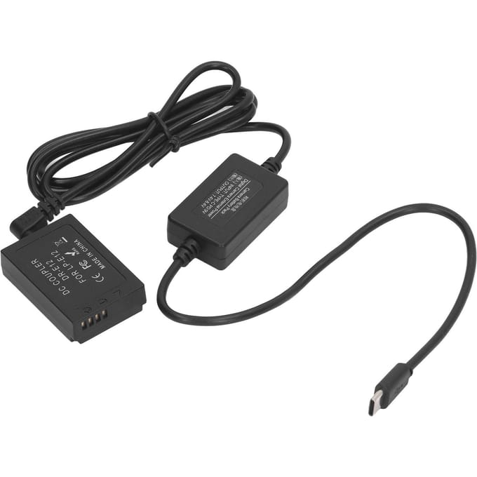 LP E12 Dummy Batterij Digitale Camera DR E12 DC Koppelaar Dummy Batterij met Type C Stroomadapter voor black