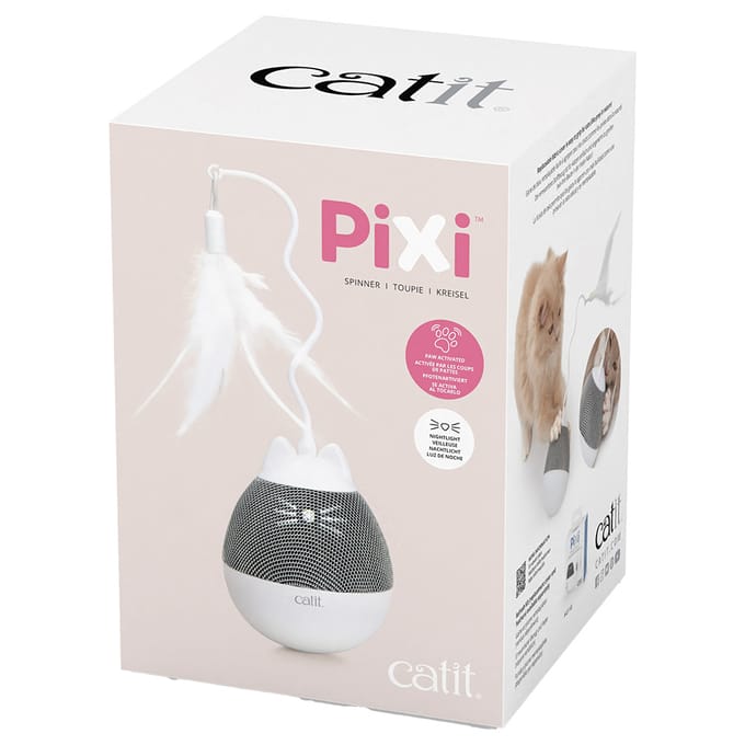 Catit - Speelgoed Voor Dieren - Kat - Ca Pixi Spinner 9x9x23cm Wit/grijs - 1st