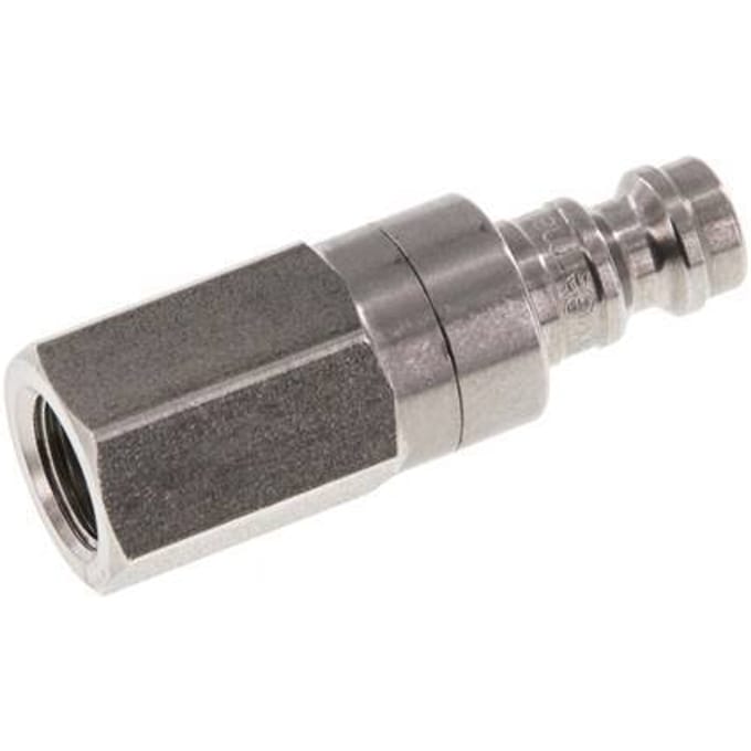 RVS DN 5 Luchtkoppeling Insteeknippel G 1/8 inch Binnendraad Double Shut-Off - CLP5-F-S-SV-018