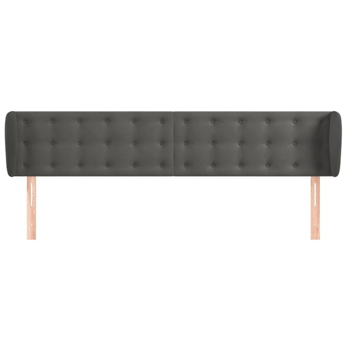 vidaXL - Hoofdbord - met - randen - 203x23x78/88 - cm - fluweel - donkergrijs