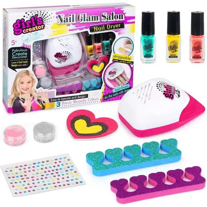 Kit de manucure Enfant avec sèche-ongles - Idéal pour cadeau - Manualité en famille Taille unique blanc