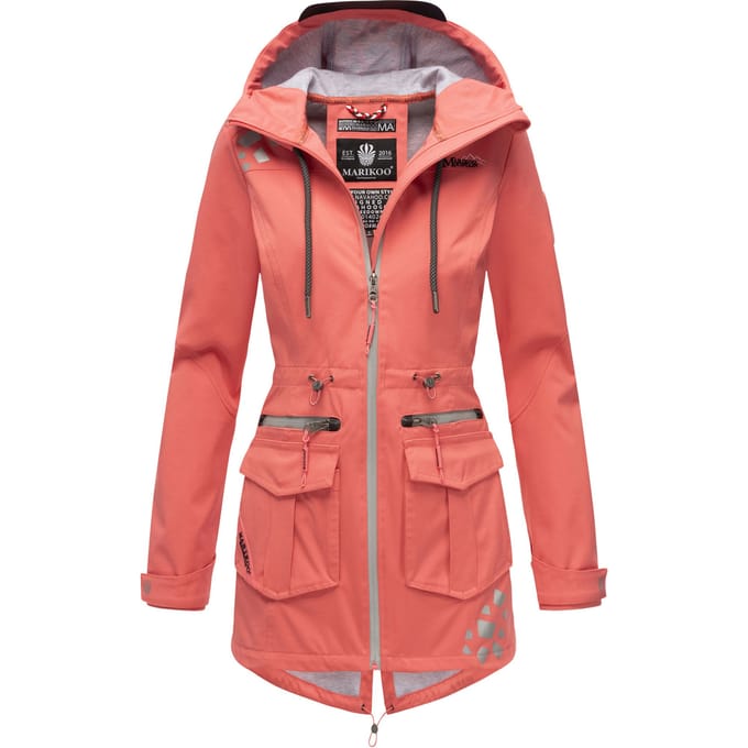 Marikoo dames softshelljas – Ulissaa met capuchon & reflecterende details