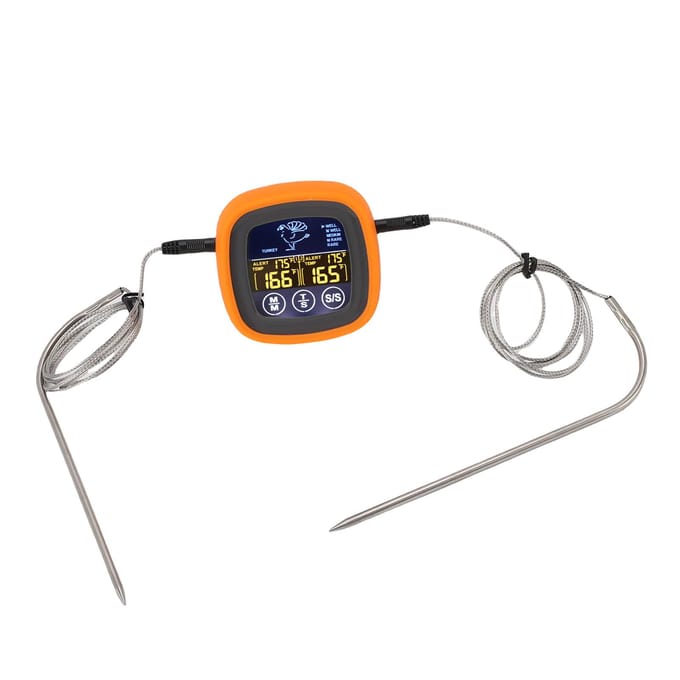 Vleesthermometer Touchscreen 2 Sonden Digitale Grillthermometer met Timer voor Water Rundvlees Kip gray