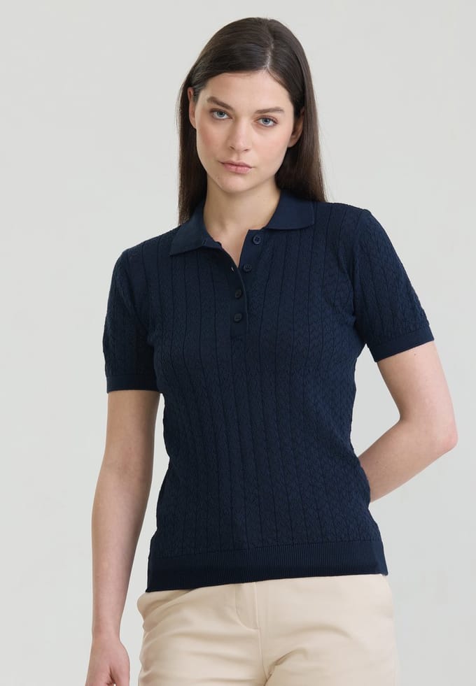 Felix Hardy Polo Shirt Korte Mouwen 100% Katoen Dames Navy - M