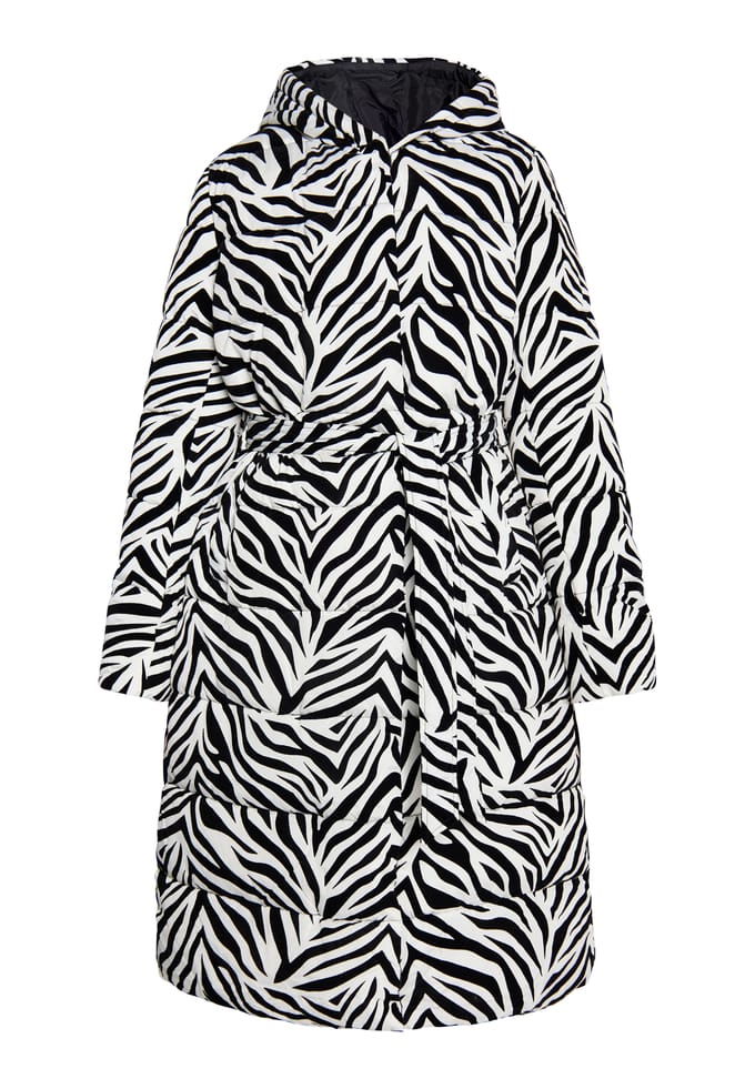 Faina Lange gewatteerde jas Dames Witte zebra