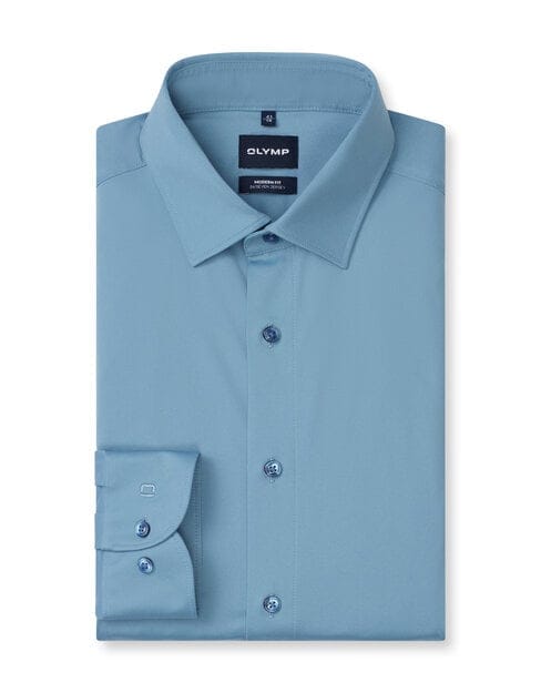 OLYMP Luxor 24/Seven Overhemd, Modern Fit, New Kent, Ozonblauw