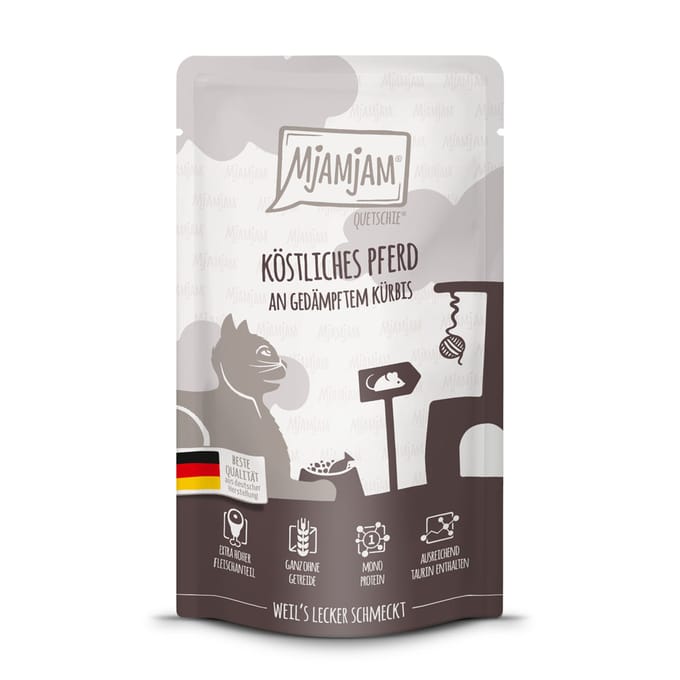 MjAMjAM Cat - Leckere Mahlzeiten Pouchbeutel 12x125g | Pferd & Kürbis