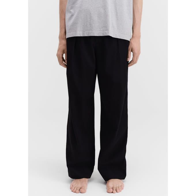 Tekla Unisex Poplin, Pyjamas Pants Grosgrain Side Stripe All Black Größe: S | Nachtwäsche Outlet | Unisex | Schwarz