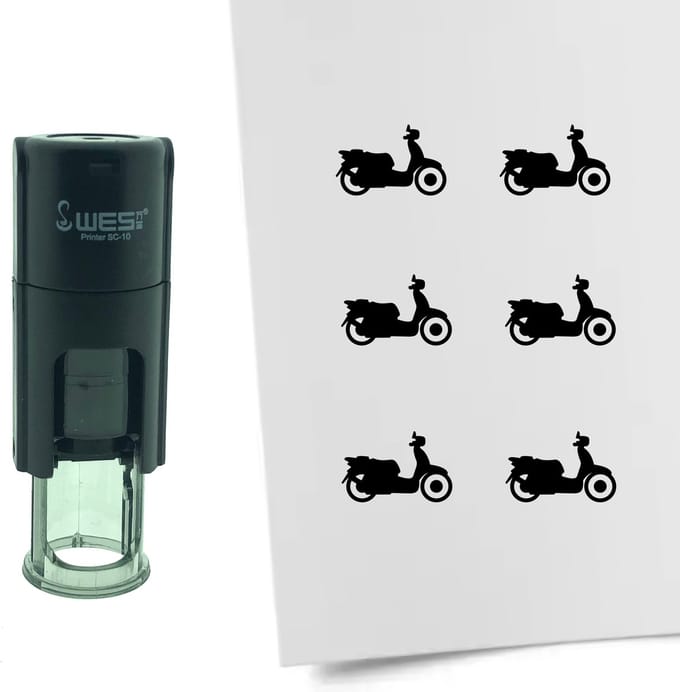 CombiCraft Stempel Scooter 10mm rond - zwarte inkt