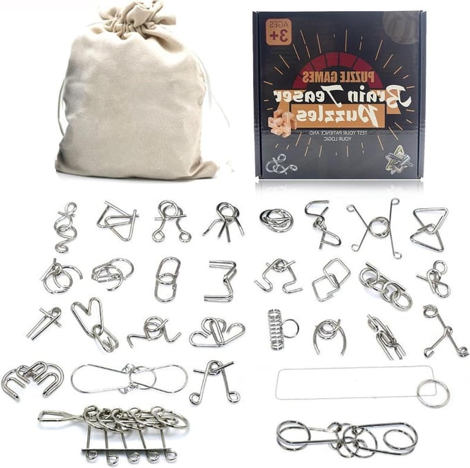 Ontwarren Puzzels - Geduldspellen Set - Mentale Uitdaging - Traditioneel Vervaardigd - 30 Stuks - Metaal