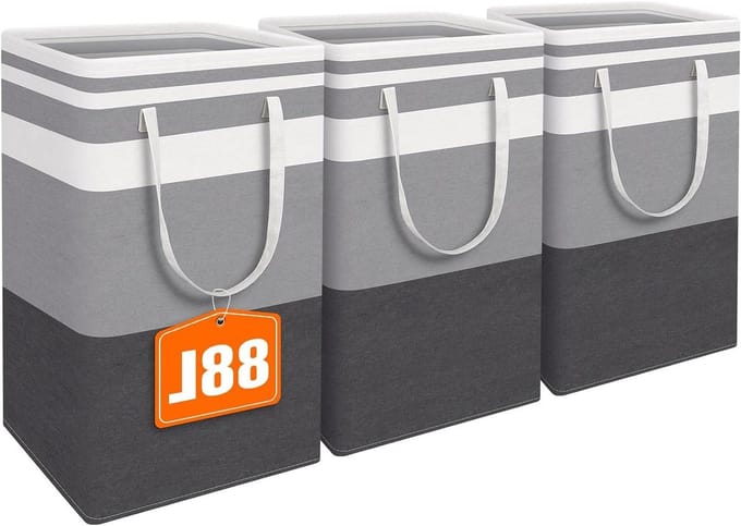 Grote Was Mande - Kleding Opslag - Huishoudelijk Gebruik - Vrijstaande Structuur - 88L Capaciteit - Gradiënt Grijs