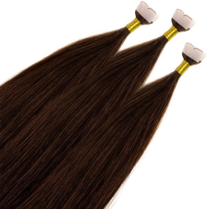 hair2heart Premium Mini Tape Extensions Echt haar - 12 tapes 60 cm Chocoladebruin