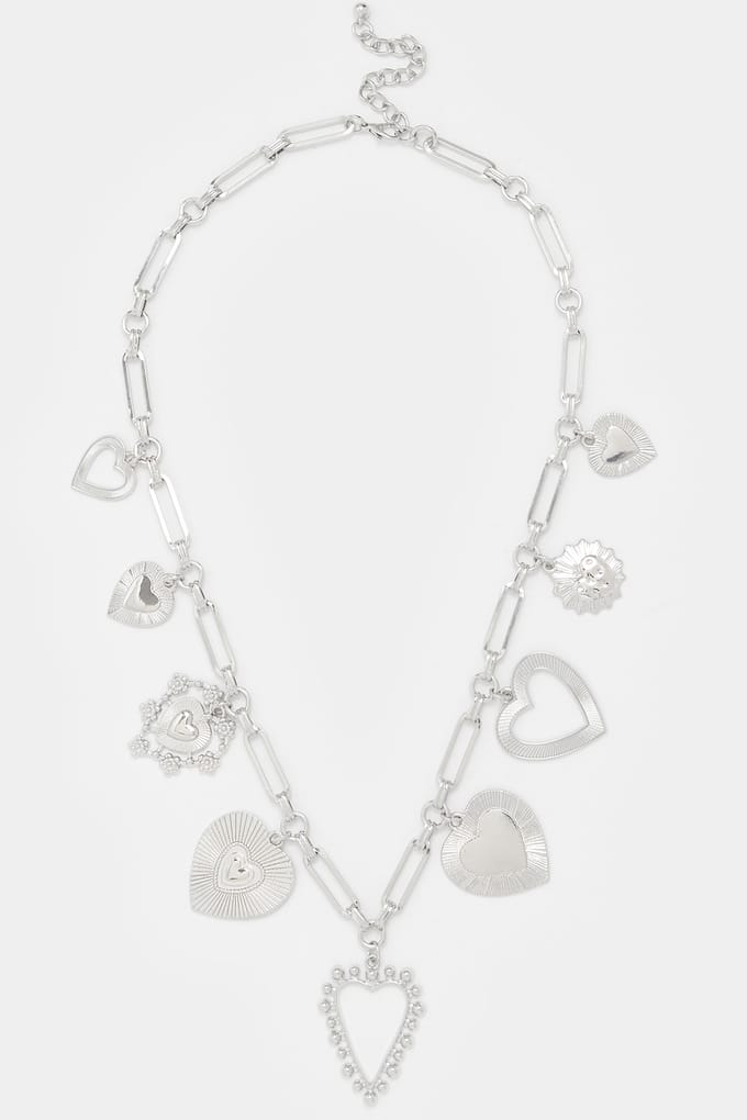 Yours Zilverkleurige Statement Halsketting Met Hartsize One Size