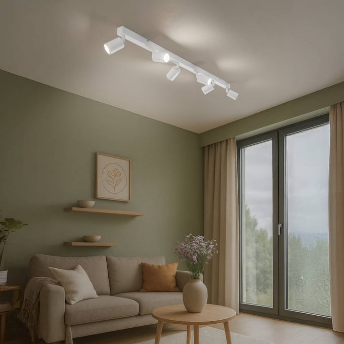 TK Lighting Plafondspot Top, wit, 127 cm, 6-lamps, metaal, GU10