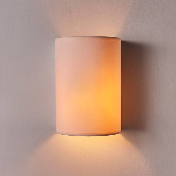 Lindby - Wandlamp - 1licht - Stof, metaal - H: 20 cm - E27 - wit, mat nikkel