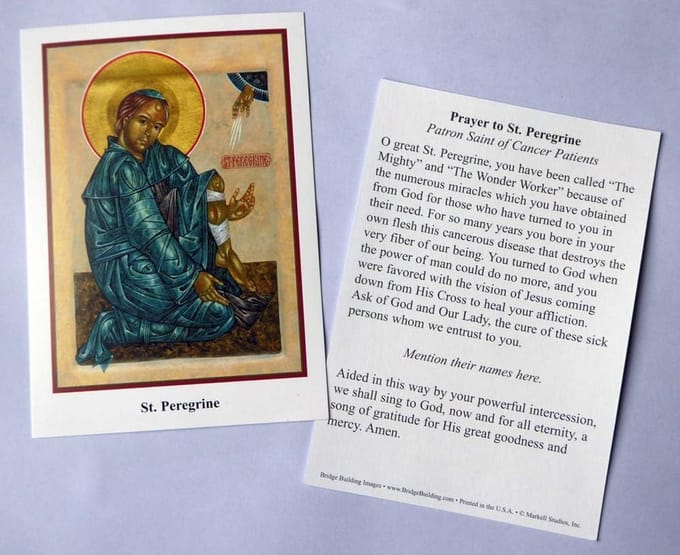 Gebedskaarten Sint Peregrinus Patronale Heilige Kankerpatiënten - 100 Stuks