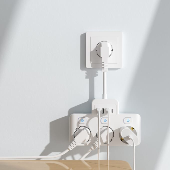 Starwell uitschuifbaar stopcontact + 3-Outlet EU-Stekkerdoos Met Individuele Schakelaar Usb-Aansluitingen