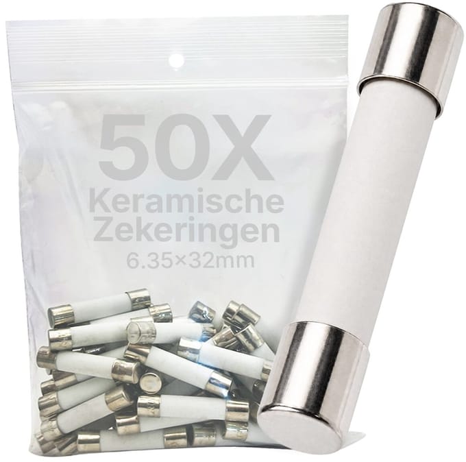 VLTG Keramische Zekering - 6.3x32mm - 1A - Traag (T) - 250V AC - 50 stuks