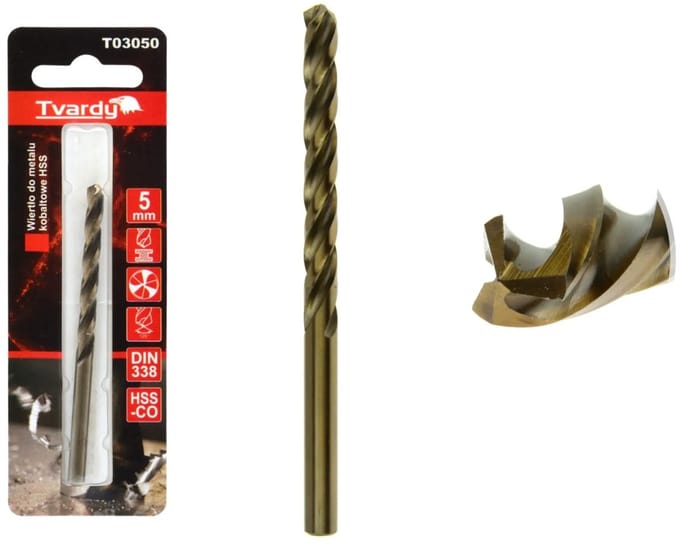 Tvardy HSS Cobalt Boor - 3 Groeven - 5 mm - Warmtebestendig