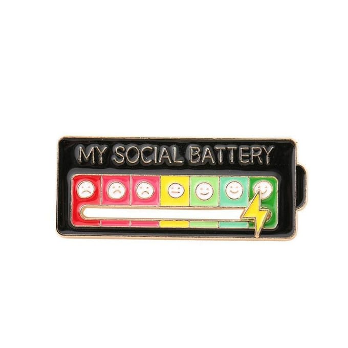 Creatieve brochespeld Galvaniseren Geometrische draagbare kledingaccessoires Mijn sociale batterij brochespelden wit