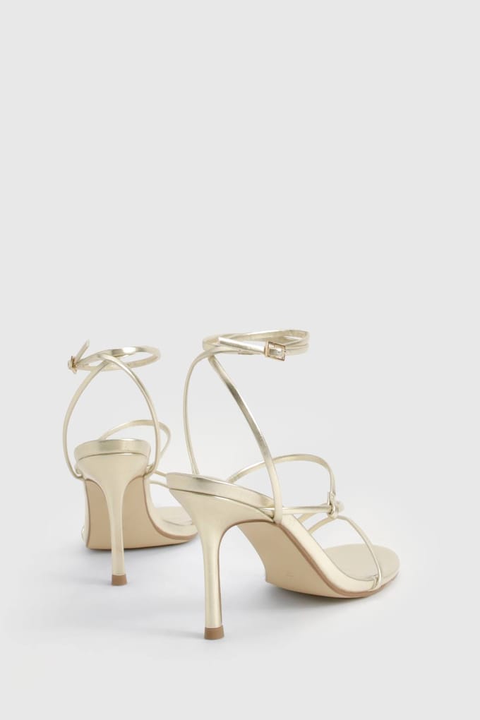 boohoo Dames Metallic Skinny Strap Stiletto Hakken | Goud | Maat: 41