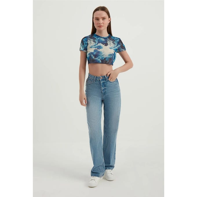 Abstract Tüllen Crop Top