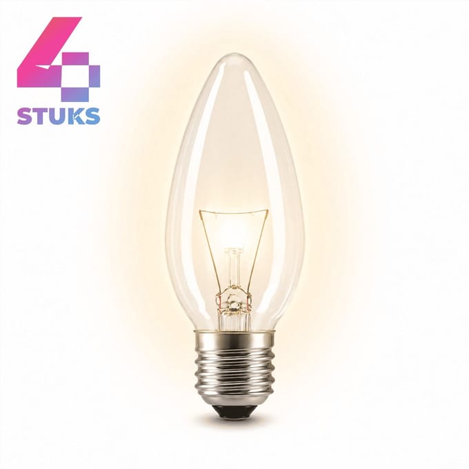 4x Kaarslamp Gloeilamp E27 - 40W - Warm Wit Licht (2700K) - 420 lm - 1 jaar - Dimbaar - 4 pack