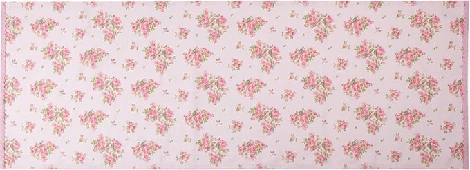 Clayre & Eef Tafelloper 50x140 cm Roze Katoen Rozen