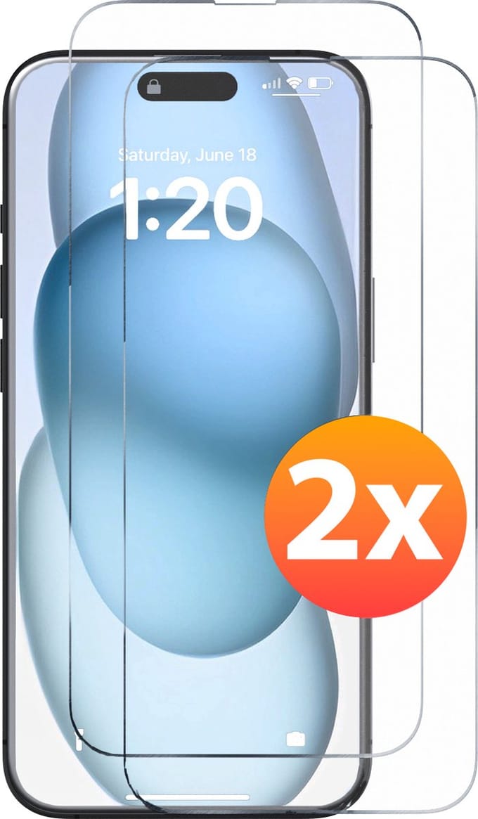 Screenprotector - Geschikt voor iPhone 15 / 15 Pro - 2 stuks - Tempered Glass - Extra Sterk - beschermglas - screen protector - 2 stuks