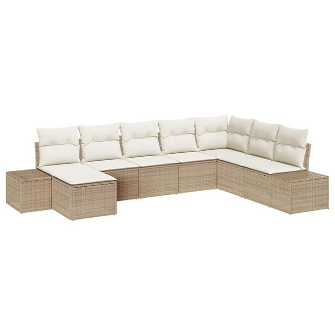 vidaXL Tuin Sofa Set 8 st Beige poly rattan