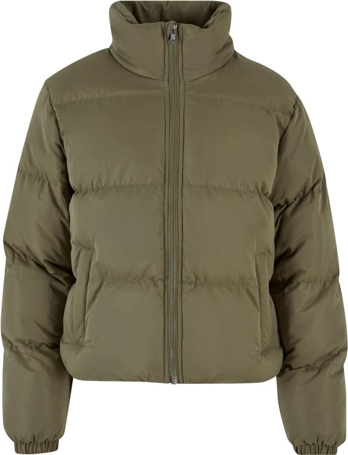 Urban Classics - Ladies Short Peached Puffer Jacket tiniolive 3XL Gewatteerd jack - 4XL - Olijfgroen