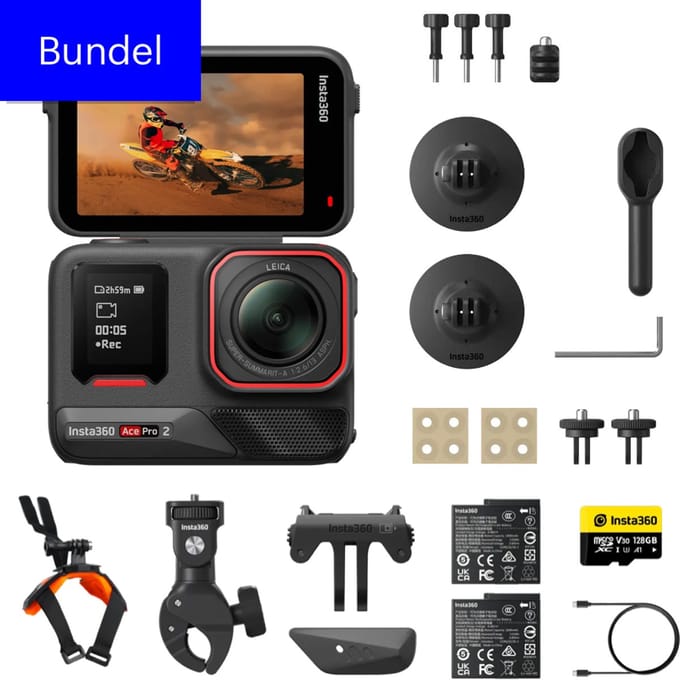 Insta360 Ace Pro 2 All-in-1 Motorcycle Bundel Kit - Actioncam - Zwart