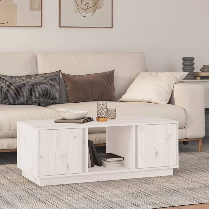vidaXL - Salontafel - 110x50x40 - cm - massief - grenenhout - wit