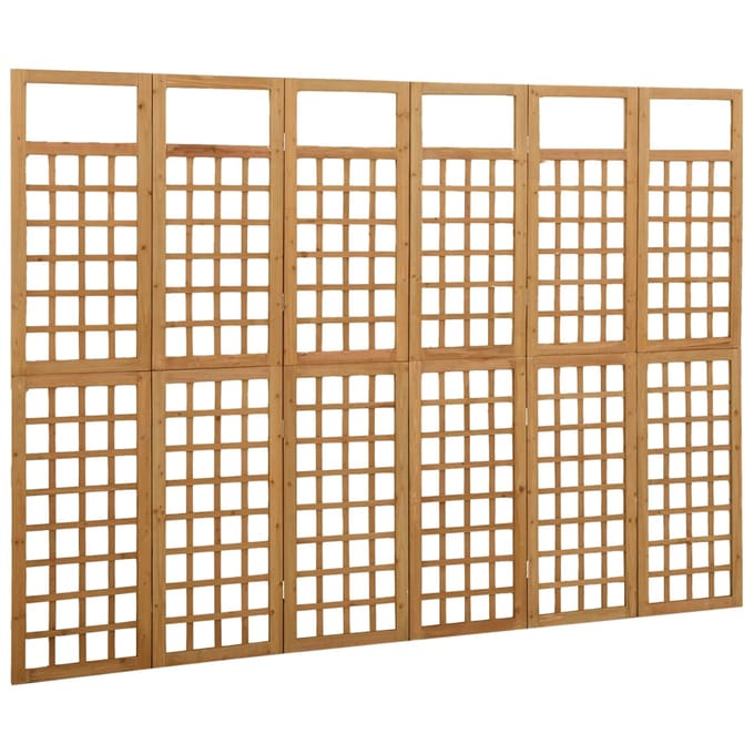 vidaXL - Kamerscherm/trellis - met - 6 - panelen - 242,5x180 - cm - vurenhout
