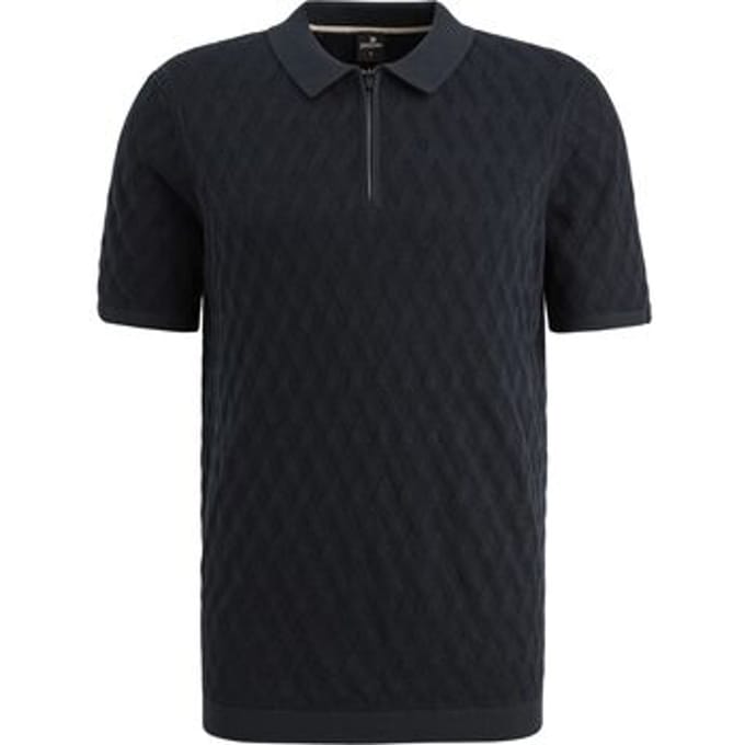 Polo Shirt Korte Mouw Vanguard Knitted Poloshirt Half-Zip Navy