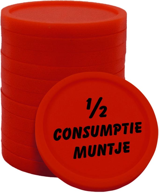 CombiCraft 1/2 consumptie munten bedrukt Ø23mm - Rood - 100 stuks