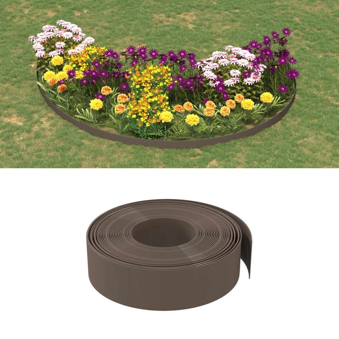 vidaXL - Tuinranden - 2 - st - 10 - m - 15 - cm - polyetheen - bruin