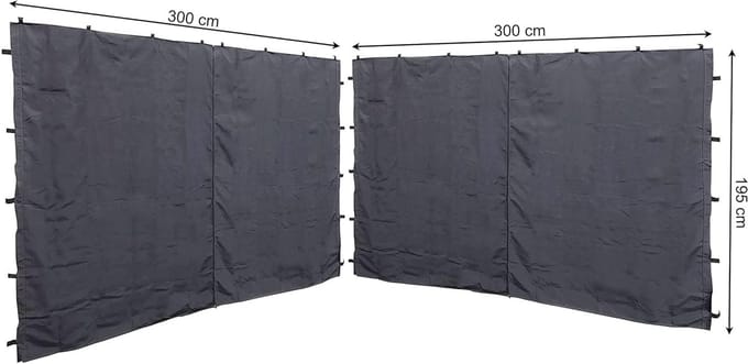 Zijwandset 2-delig voor paviljoens - antraciet - polyester