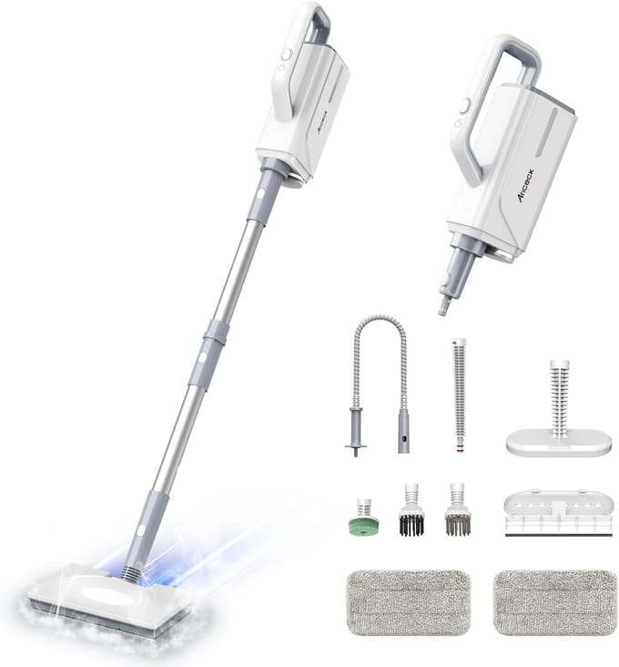 Multifunctionele stoomreiniger - Stoomreiniger vloer - Grondig reinigen - 15 seconden opwarmtijd - 360 ml - Wit