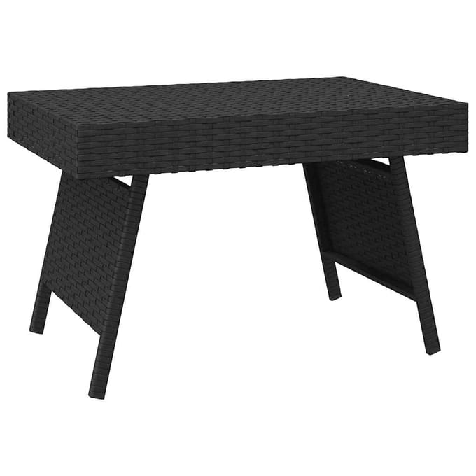 vidaXL - Bijzettafel - inklapbaar - 60x40x38 - cm - poly - rattan - zwart