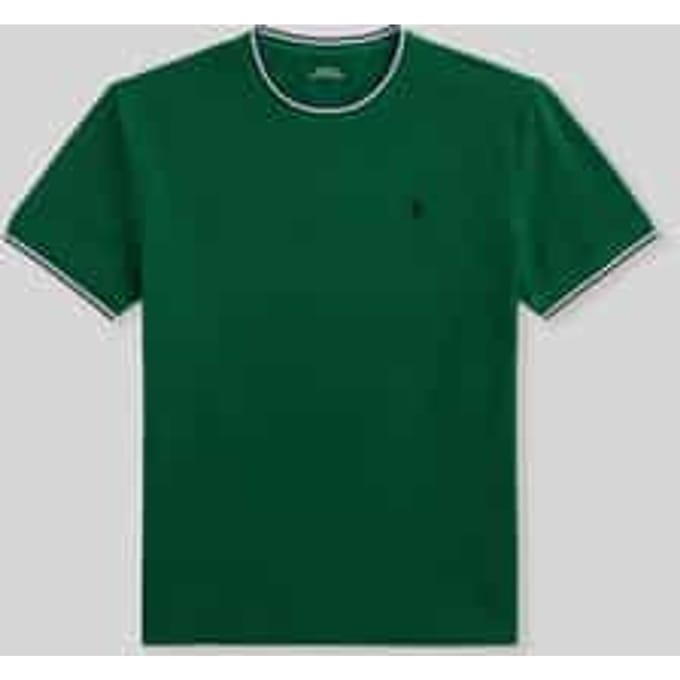 regular fit T-shirt van katoenmix met contrasterende strepen