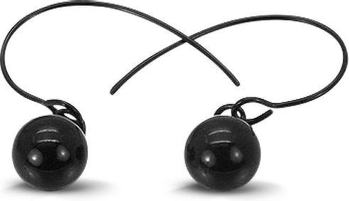 Amanto Oorbellen Geert Black - 316L Staal PVD - 8x25 mm