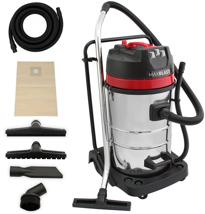 Maxblast nat-/droogzuiger 80 l - 3000 w - 5 m slang - rvs behuizing
