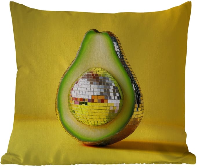 Tuinkussen - Avocado - Discobal - Geel - Glitter - 40x40 cm - Weerbestendig